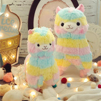 Soft plush rainbow alpaca cuddly toy for babies & toddlers