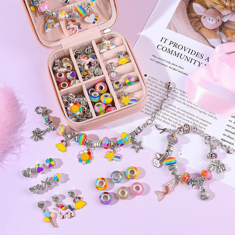 DIY bracelet craft kit for children with beads, charms and a gift box