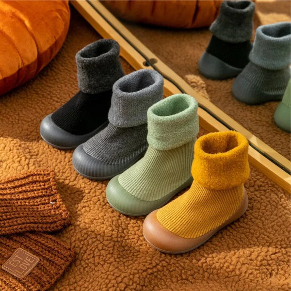 Autumnal non-slip toddler socks with rubber soles – buy one, get one free