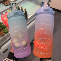 2L Motivational Water Bottle with Time Markers - HydroMotivator-Matte Green Purple-State of Style