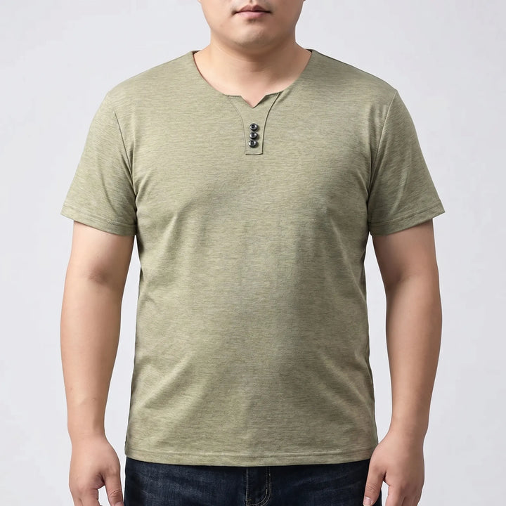 3-Button V-neck Short Sleeve Tee - Lewis