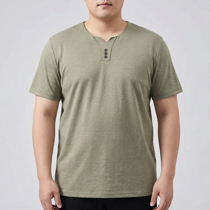 3-Button V-neck Short Sleeve Tee - Lewis