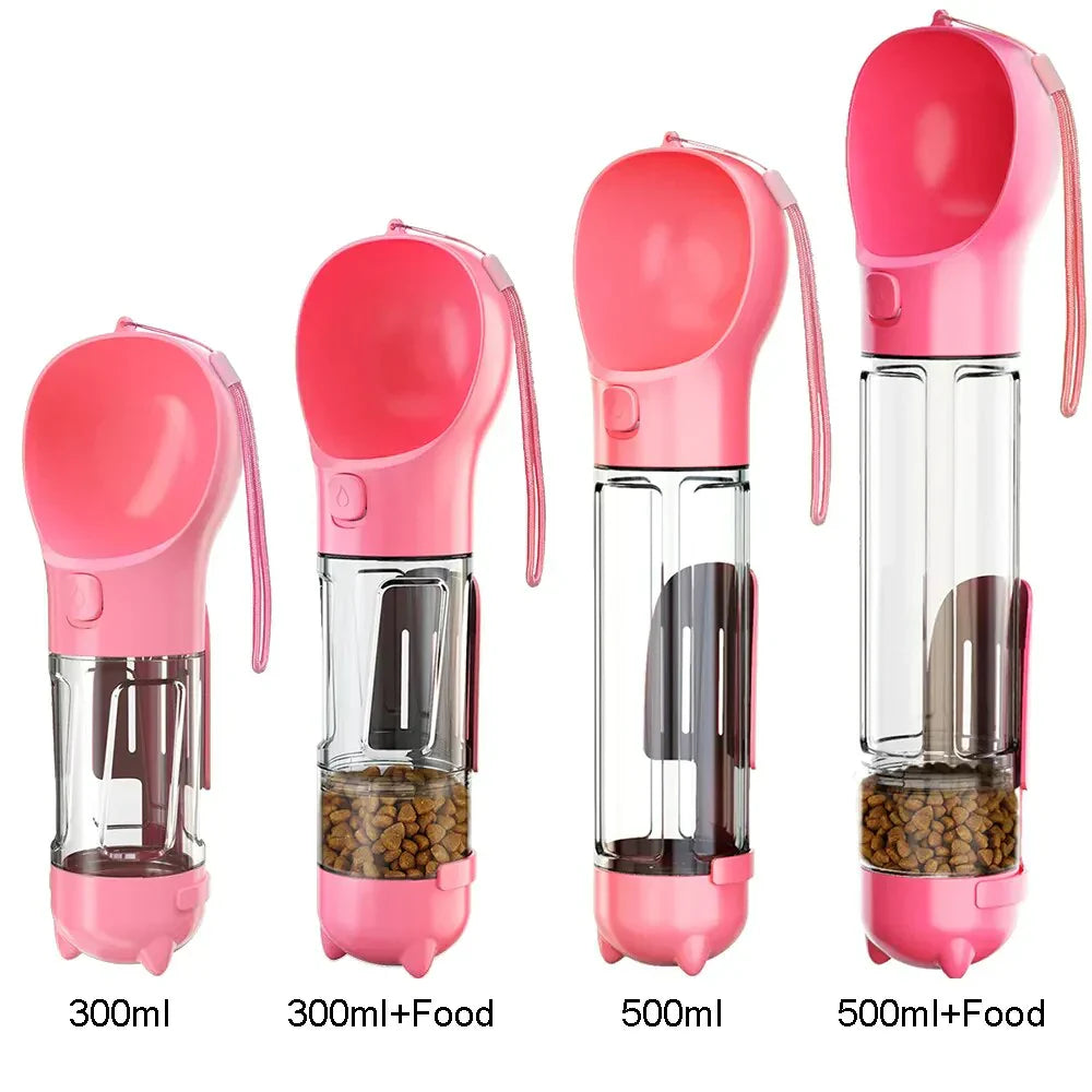 3-in-1 Dog Water Bottle - AdventureBuddy-300ml + Food Box-Pink-State of Style