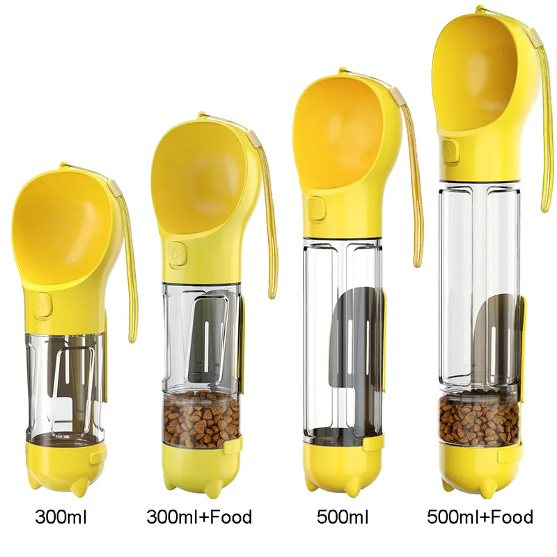 3-in-1 Dog Water Bottle - AdventureBuddy-300ml + Food Box-Yellow-State of Style