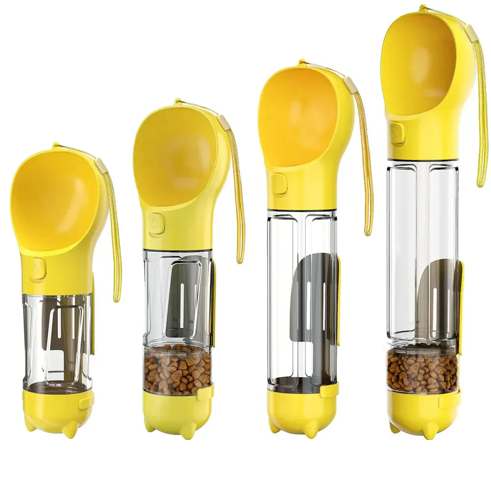 3-in-1 Dog Water Bottle - AdventureBuddy-Yellow-300ml + Food Box-State of Style