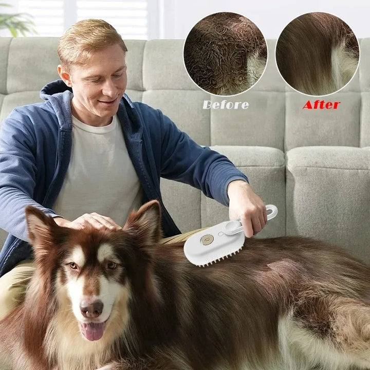 3-in-1 Electric Steam Brush for Pets - SteamPet-Khaki-State of Style