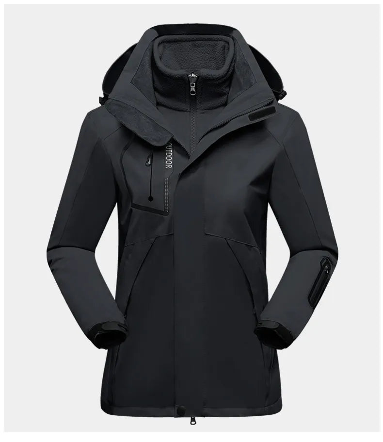 3-in-1 Outdoor Protective Jacket for Women - Luna-Black-M-State of Style