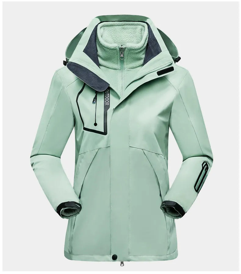 3-in-1 Outdoor Protective Jacket for Women - Luna-Green-M-State of Style