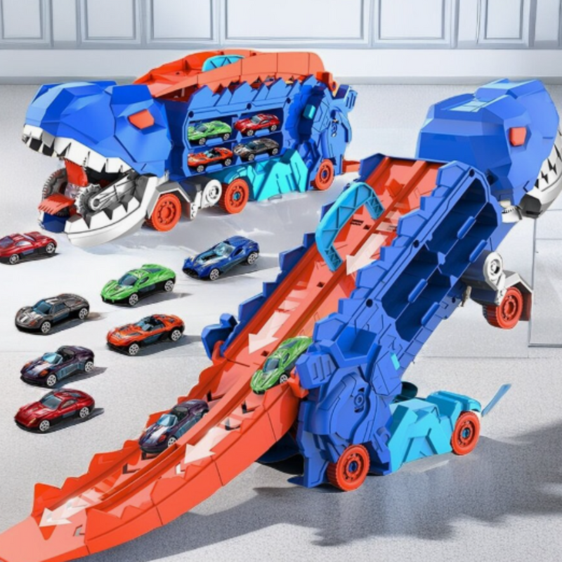 3-in-1 Race Truck for Kids – T-Rex Transporter-With 4 Cars-State of Style