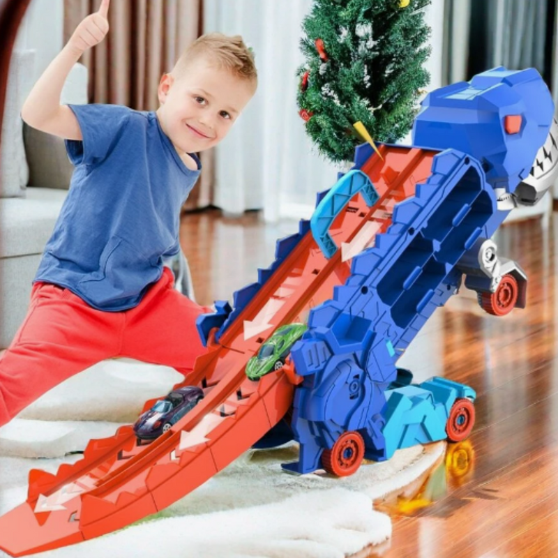 3-in-1 Race Truck for Kids – T-Rex Transporter-With 4 Cars-State of Style