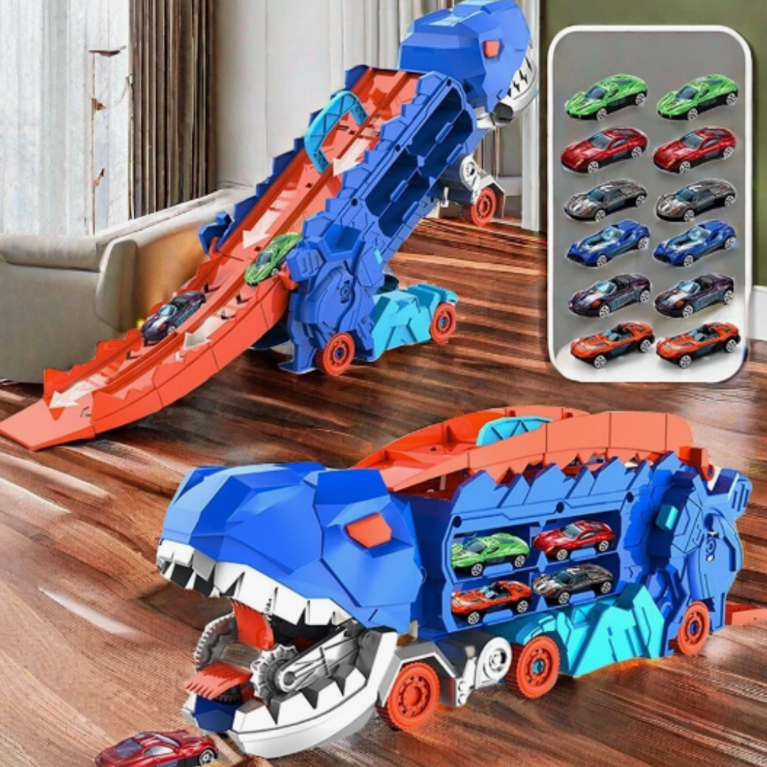 3-in-1 Race Truck for Kids – T-Rex Transporter-With 4 Cars-State of Style