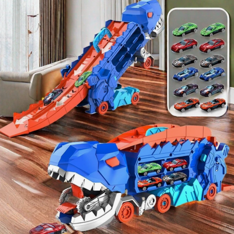 3-in-1 Race Truck for Kids – T-Rex Transporter-With 4 Cars-State of Style