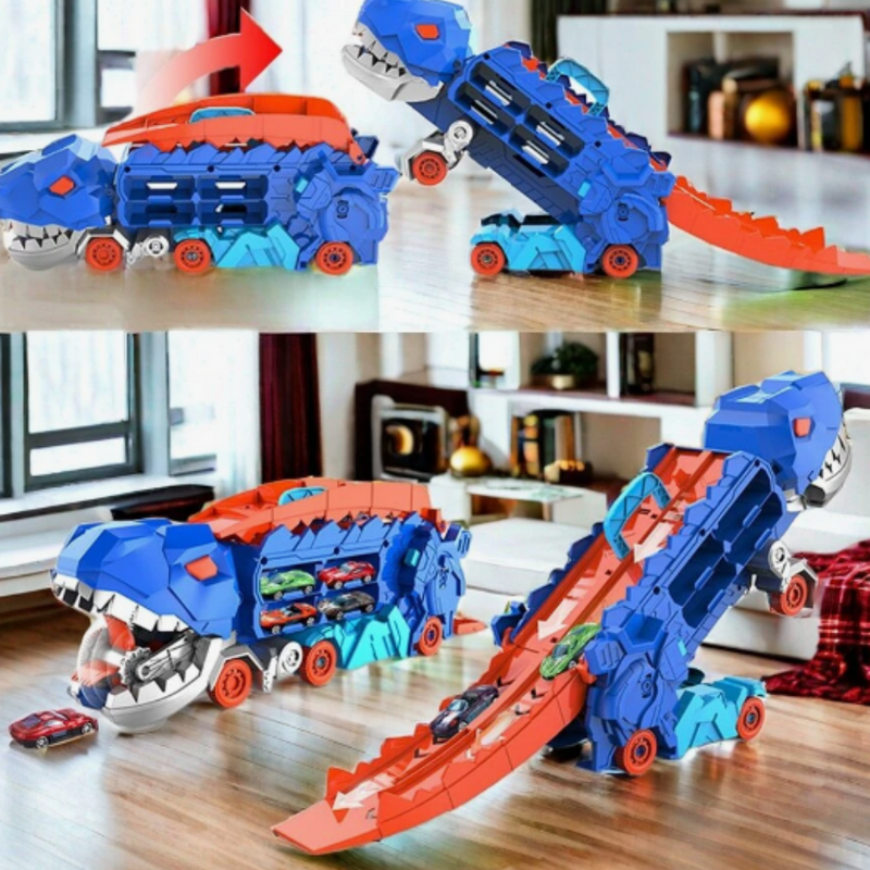 3-in-1 Race Truck for Kids – T-Rex Transporter-With 4 Cars-State of Style