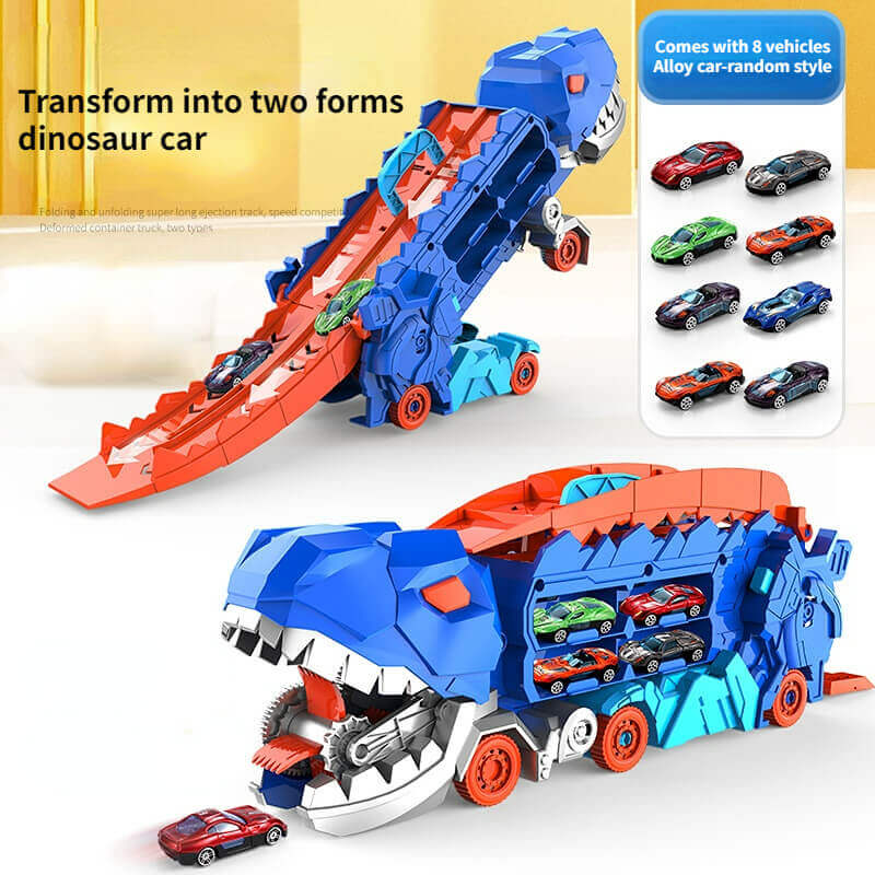 3-in-1 Race Truck for Kids – T-Rex Transporter-With 8 Cars-State of Style