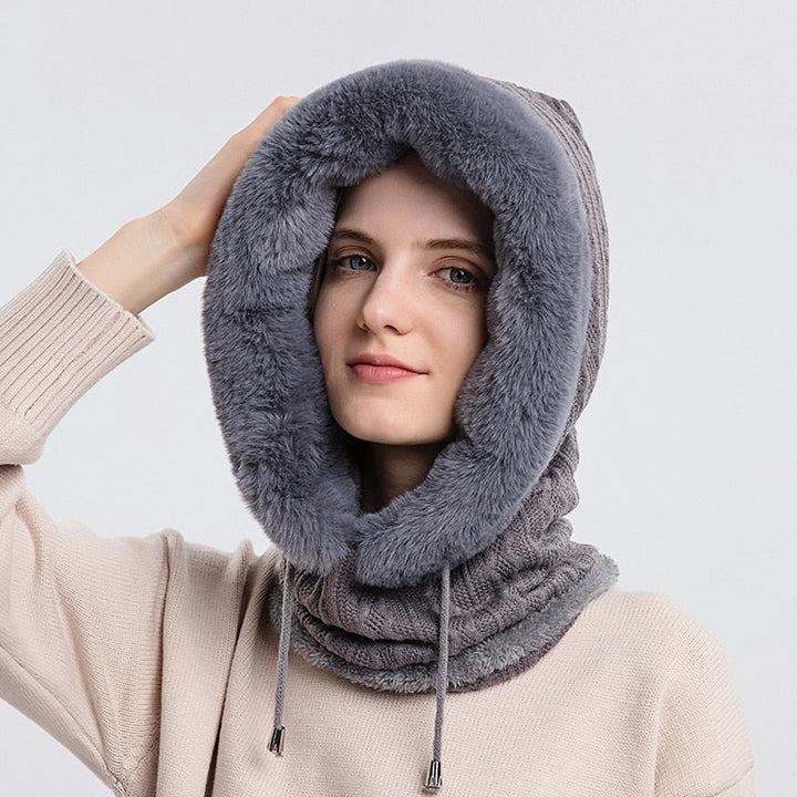 3-in-1 Winter Scarf and Hat for Women – Isabella-Black-State of Style