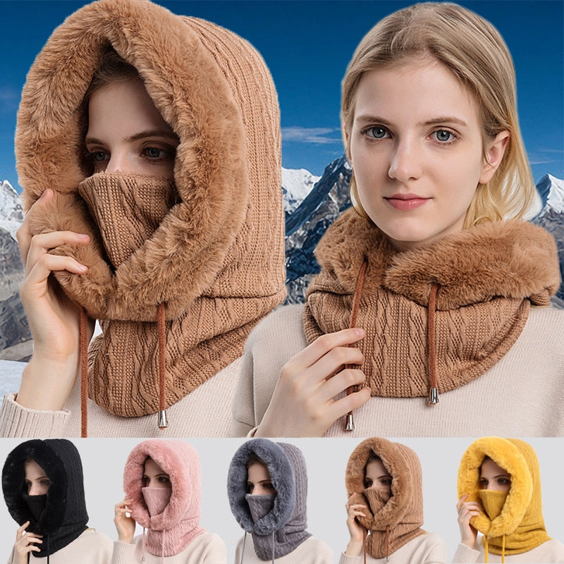 3-in-1 Winter Scarf and Hat for Women – Isabella-Black-State of Style