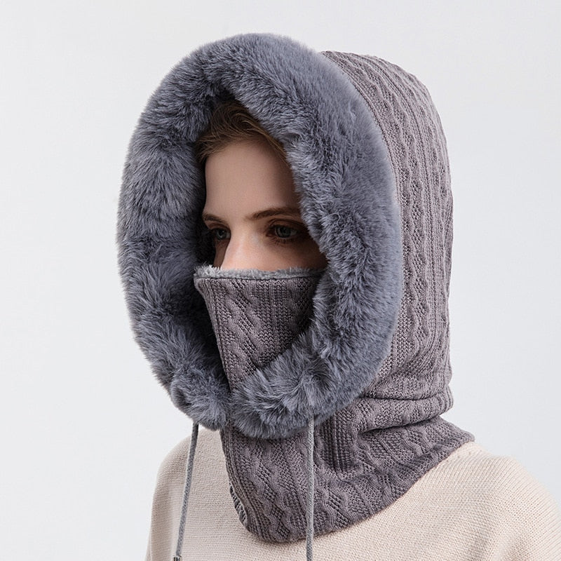 3-in-1 Winter Scarf and Hat for Women – Isabella-Grey-State of Style