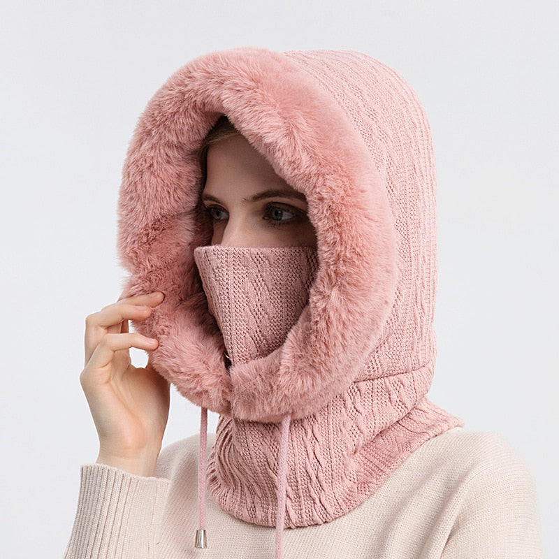 3-in-1 Winter Scarf and Hat for Women – Isabella-Pink-State of Style