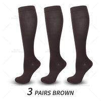 3 Pairs of Knee-High Compression Socks - FitSupport-3 Pairs Brown-S-M (EU 3-6)-State of Style
