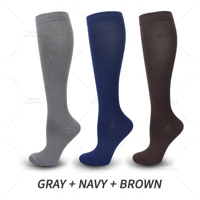 3 Pairs of Knee-High Compression Socks - FitSupport-3 pairs grey-S-M (2.5-5)-State of Style