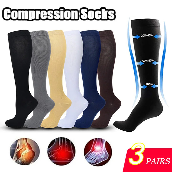 3 Pairs of Knee-High Compression Socks - FitSupport-3 pairs grey-S-M (2.5-5)-State of Style