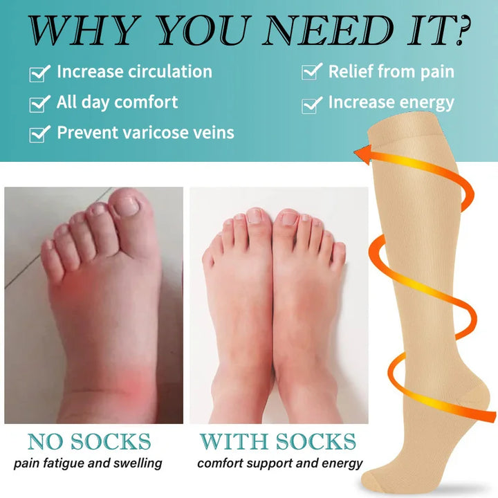 3 Pairs of Knee-High Compression Socks - FitSupport-3 Pairs Grey-S-M (EU 3-6)-State of Style