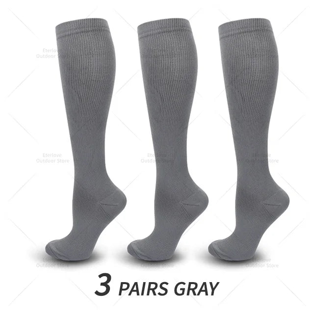 3 Pairs of Knee-High Compression Socks - FitSupport-3 Pairs Grey-S-M (EU 3-6)-State of Style