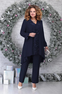 3-Piece Embroidered Plus-Size Suit-Green-L-State of Style