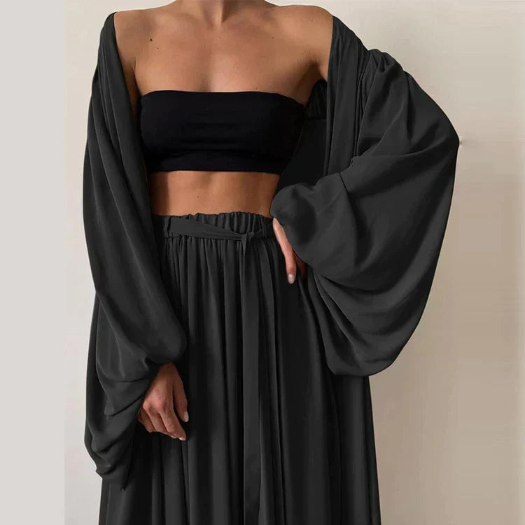 3-piece summer set with blazer, trousers & top – Leonie-Black-S-State of Style