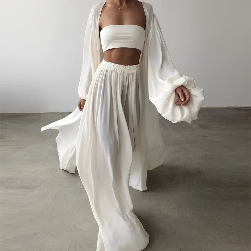 3-piece summer set with blazer, trousers & top – Leonie-White-S-State of Style
