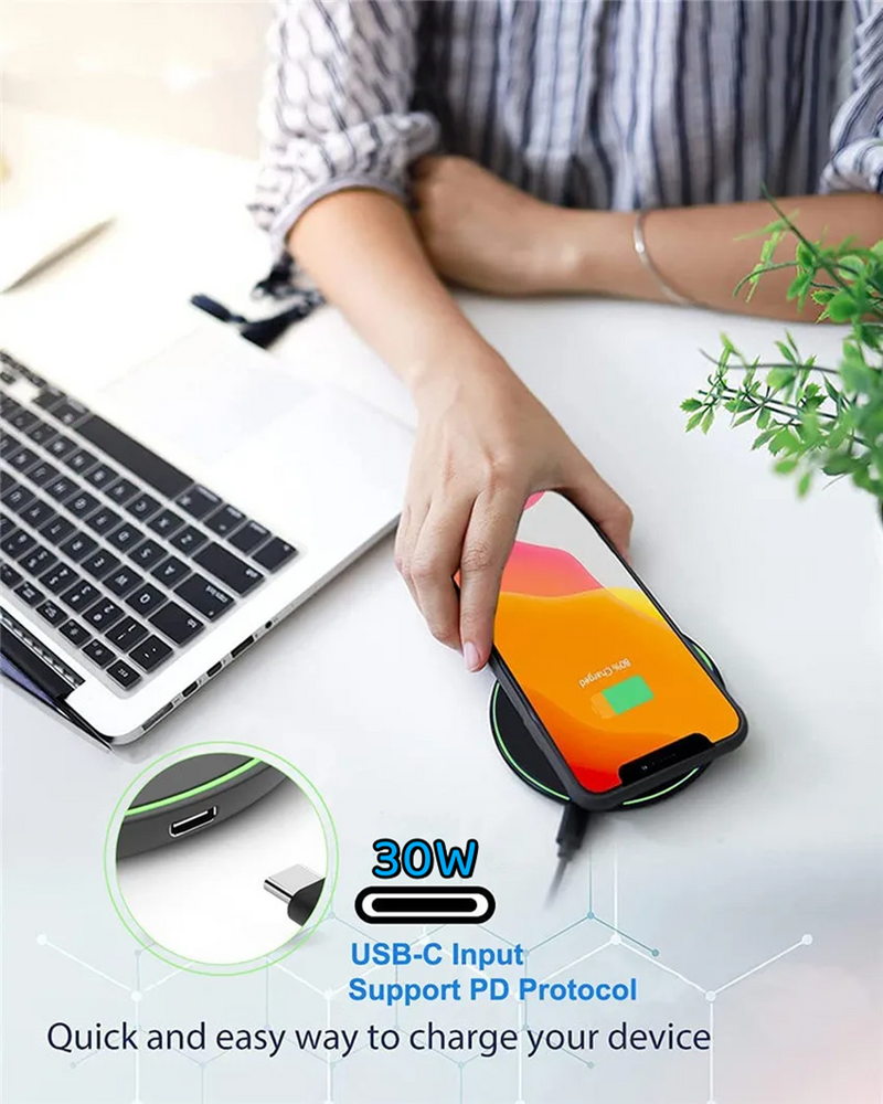 30W WIRELESS FAST CHARGER FOR IPHONE & OTHER DEVICES | INDUCTION CHARGING PAD-Wireless white-State of Style