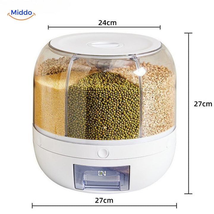 360° Rotating Grain Dispenser - SpinStore GrainKeeper-White-24.00 cm Ø-State of Style