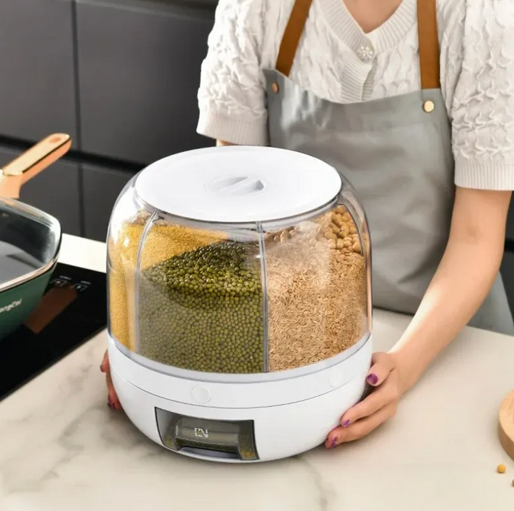 360° Rotating Grain Dispenser - SpinStore GrainKeeper-White-24.00 cm Ø-State of Style