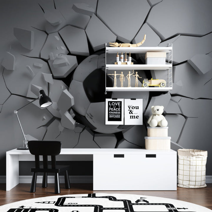 3D Effect Football Wallpaper - KicksMural