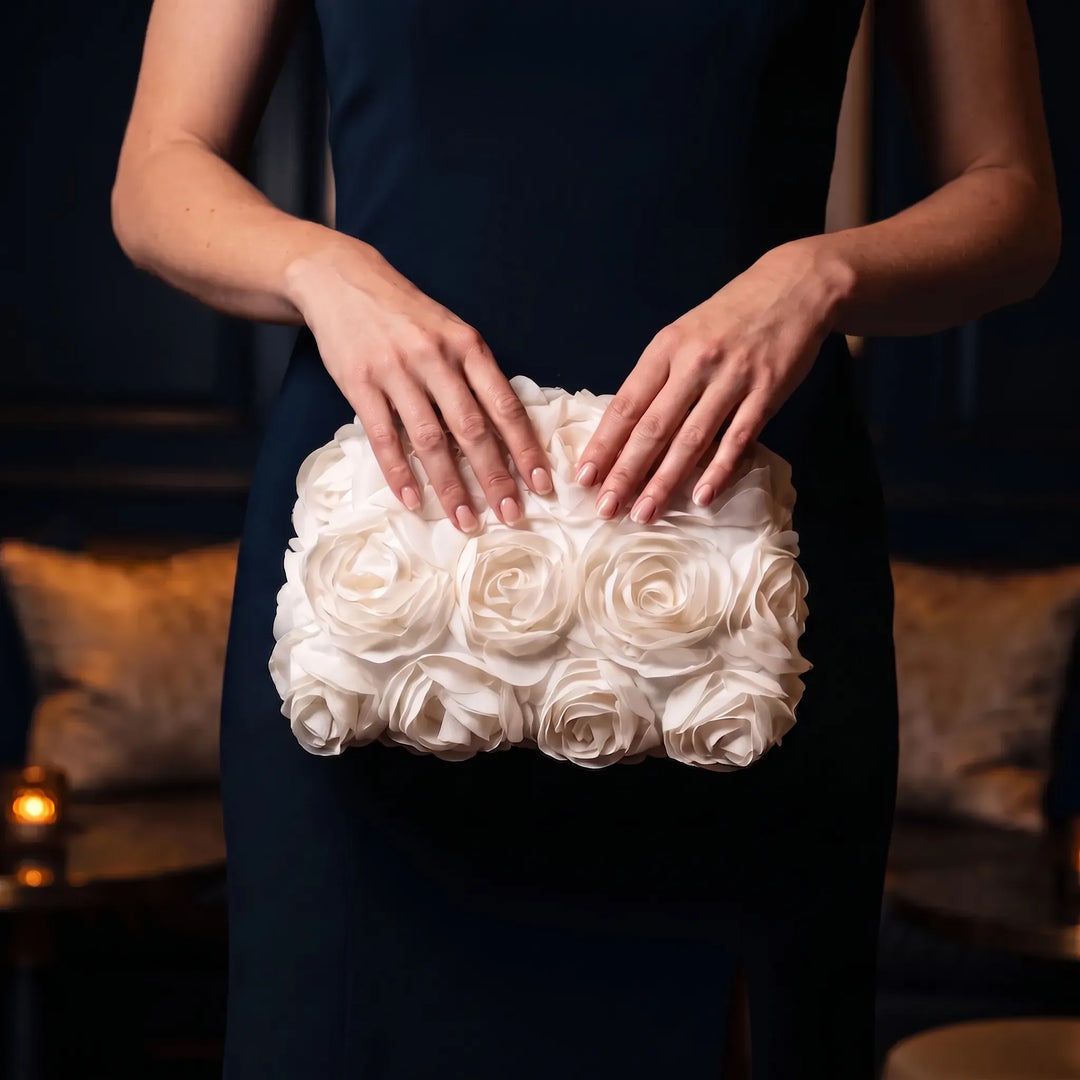 3D Floral Evening Clutch Bag - Floralia