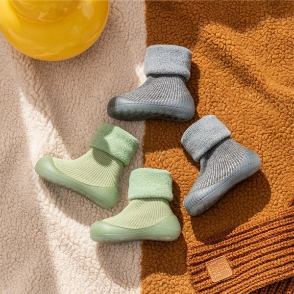 Autumnal non-slip toddler socks with rubber soles – buy one, get one free