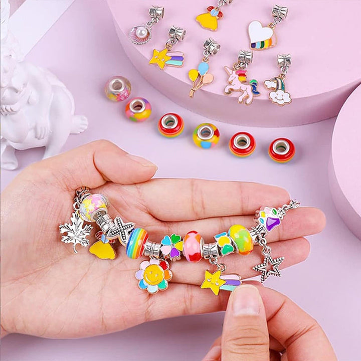 DIY bracelet craft kit for children with beads, charms and a gift box