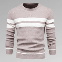 Men's striped knit pullover with round neckline – Fabio