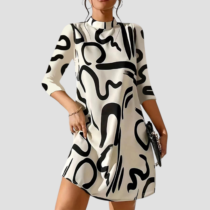 Mini dress with long sleeves & round neck – Elanora