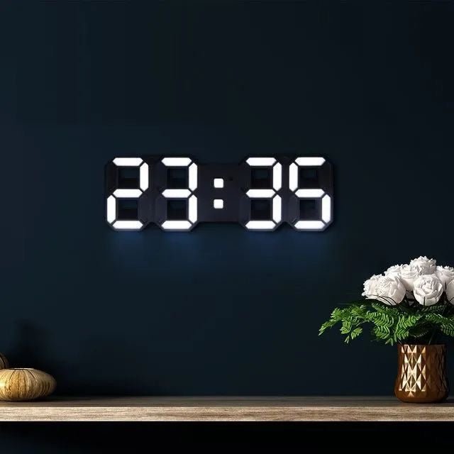 3D LED Wall Clock with Dimmable Lighting – Timora-Black-State of Style