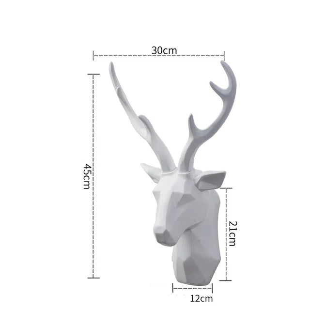 3D Stag Head Statue for a Majestic Atmosphere - RegalDeer-D30 x H45cm-Black-State of Style