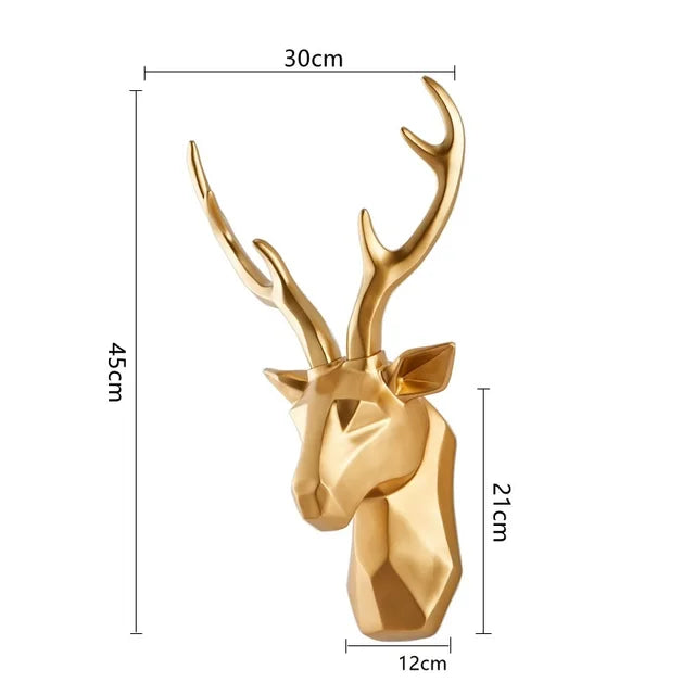 3D Stag Head Statue for a Majestic Atmosphere - RegalDeer-D30 x H45cm-Black-State of Style