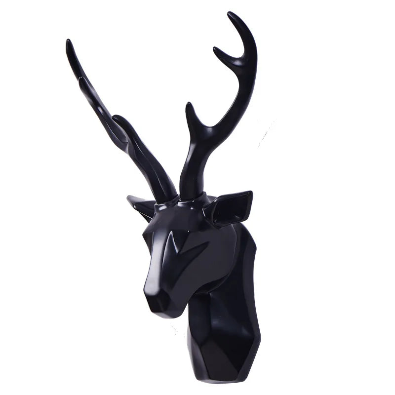 3D Stag Head Statue for a Majestic Atmosphere - RegalDeer-D30 x H45cm-Black-State of Style