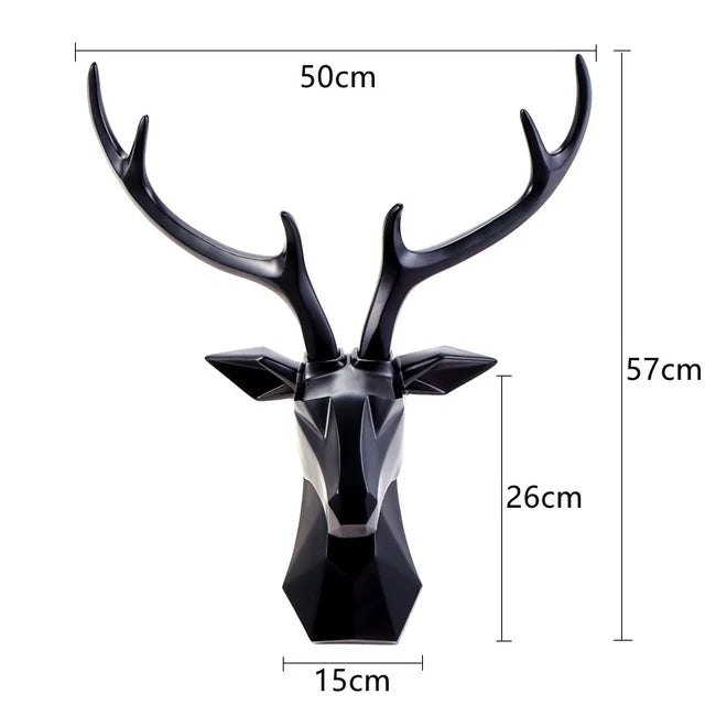 3D Stag Head Statue for a Majestic Atmosphere - RegalDeer-D30 x H45cm-Black-State of Style