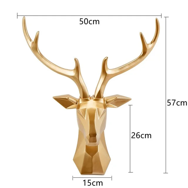 3D Stag Head Statue for a Majestic Atmosphere - RegalDeer-D30 x H45cm-Black-State of Style