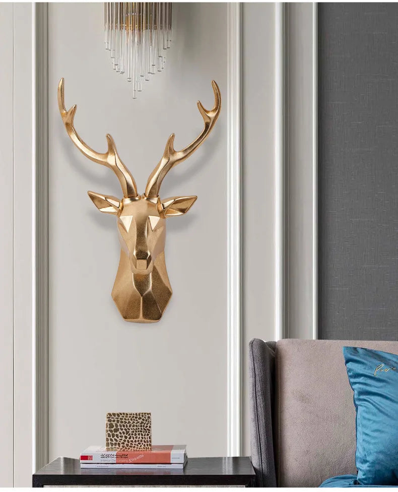 3D Stag Head Statue for a Majestic Atmosphere - RegalDeer-D30 x H45cm-Black-State of Style