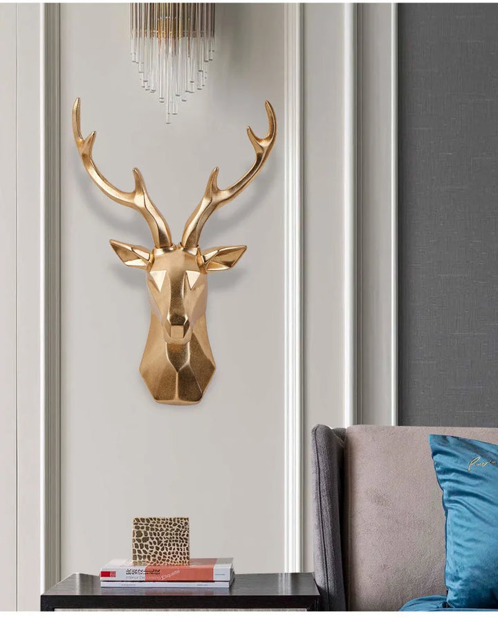 3D Stag Head Statue for a Majestic Atmosphere - RegalDeer-D30 x H45cm-Black-State of Style