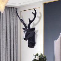 3D Stag Head Statue for a Majestic Atmosphere - RegalDeer-D30 x H45cm-Black-State of Style