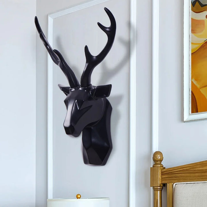 3D Stag Head Statue for a Majestic Atmosphere - RegalDeer-D30 x H45cm-Black-State of Style