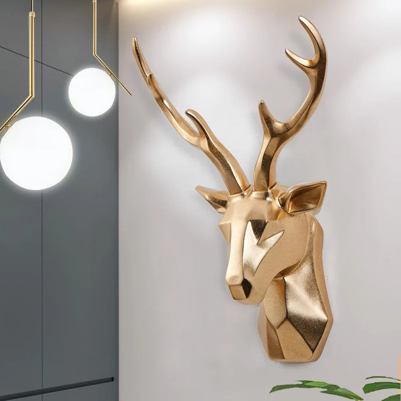 3D Stag Head Statue for a Majestic Atmosphere - RegalDeer-D30 x H45cm-Gold-State of Style